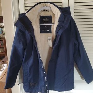 Hollister Dark Blue Coat with Cream Interior